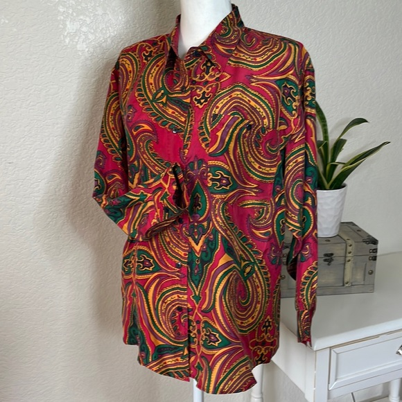Vtg Whistles Shirt 100% Silk Printed Button Front Long Sleeve size M.  NWT‎ - Picture 1 of 12